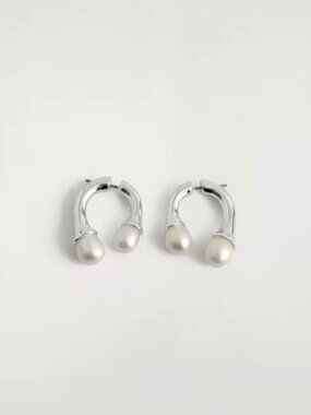 NWT COS Arched Freshwater Pearl Earrings Silver